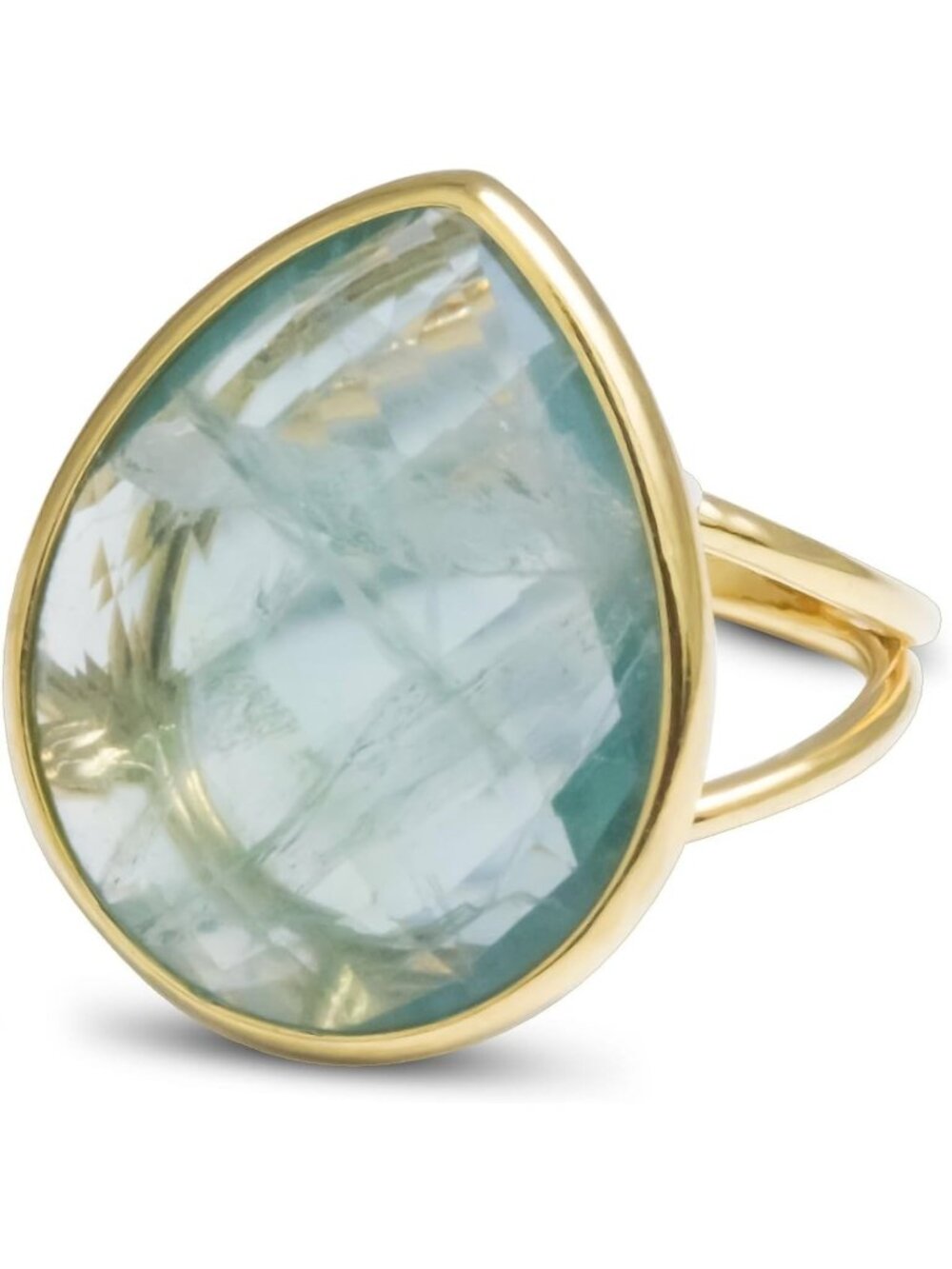 Handmade Teardrop Gemstone Ring, Natural Rose Quartz & Green Fluorite